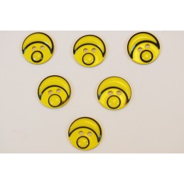 LOT 6 BOUTONS : rond motif tete bonhomme jaune 15mm