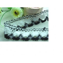 GALON CROCHET : blanc/noir...