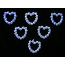 LOT  6 APPLIQUES PERLES PLASTIQUES  : coeur bleu 11mm