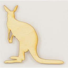 APPLIQUE EN BOIS BALTIQUE : kangourou 10x10 cm