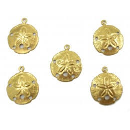 LOT  5 CHARMS METALS  DORES  : Coquillage 18mm