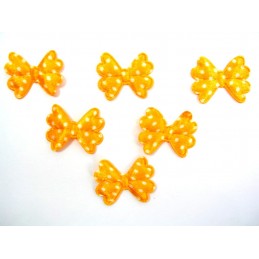 LOT 6 APPLIQUES TISSUS  : noeud papillon orange/blanc 2.7*2cm