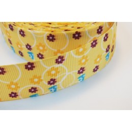 RUBAN : jaune motif fleur...