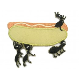 APPLIQUE TISSU THERMOCOLLANT : Hot dog 7*6cm (01)