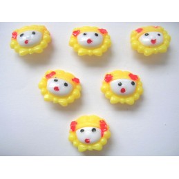 LOT 6 BOUTONS : fille jaune 21mm