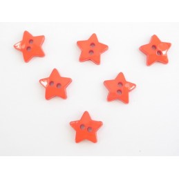 LOT 6 BOUTONS ACRYLIQUES : étoile orange 12mm