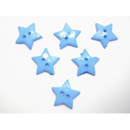 LOT 6 BOUTONS ACRYLIQUES : étoile bleu  12mm