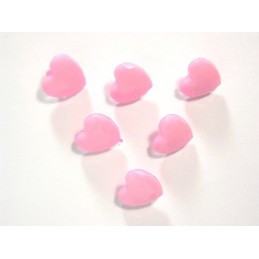 LOT 6 BOUTONS : coeur rose clair 14mm