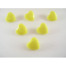 LOT 6 BOUTONS : coeur jaune clair 14mm