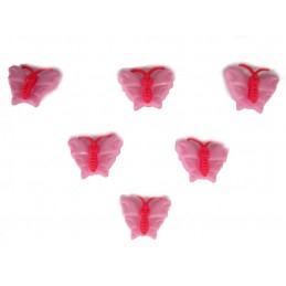 LOT 6 BOUTONS : papillon rose/rouge 16mm