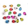 PERLES BOIS : 20 coccinelles multicolores 20mm (01)