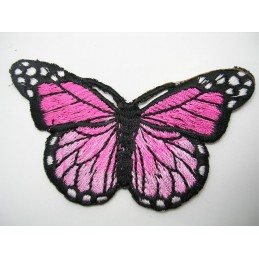 APPLIQUE TISSU THERMOCOLLANT : papillon rose 7*4cm