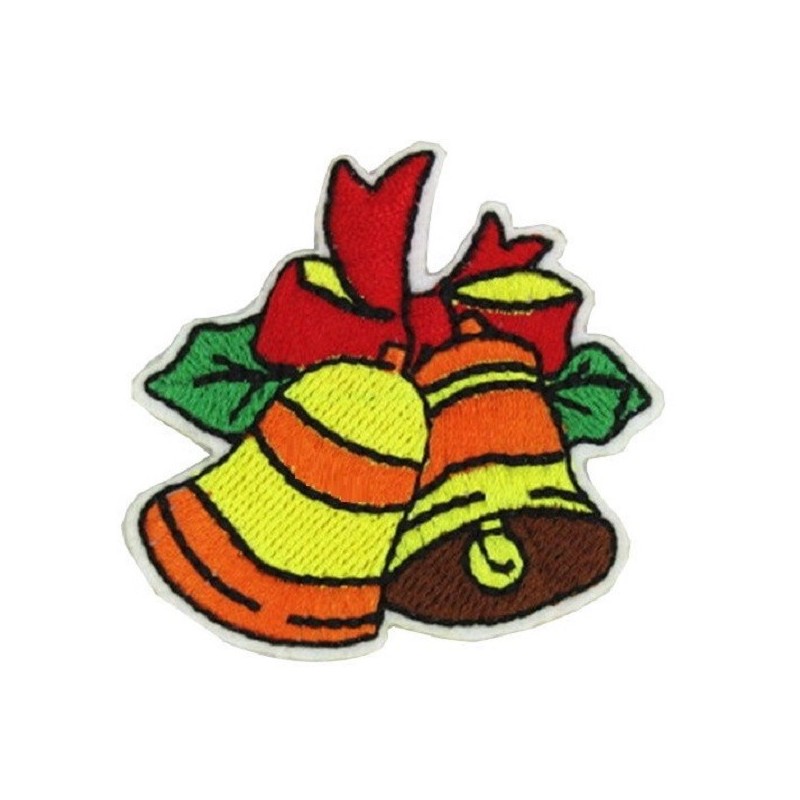 APPLIQUE TISSU THERMOCOLLANT : cloches de Noël 50 x50mm APPLIQUE TISSU THERMOCOLLANT : cloches de Noël 50 x50mm