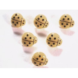 LOT 6 BOUTONS : coccinelle beige 14mm