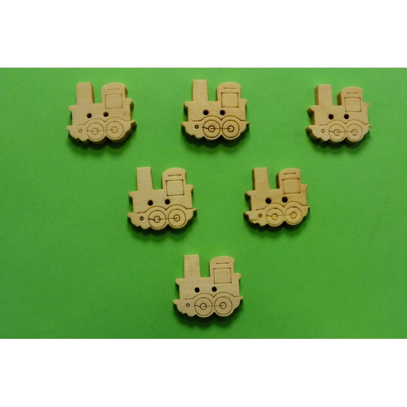 LOT 6 BOUTONS BOIS : locomotive 17mm LOT 6 BOUTONS BOIS : locomotive 17mm
