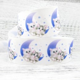 RUBAN POLYESTER : chat  largeur 25mm longueur 100cm (07)