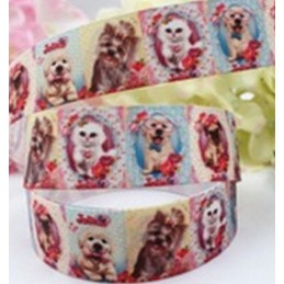 RUBAN POLYESTER : chien  largeur 25mm longueur 100cm (06)