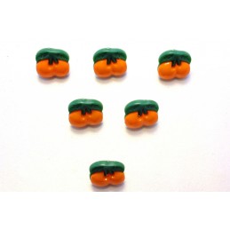 LOT 6 BOUTONS : cerise orange/verte 17mm
