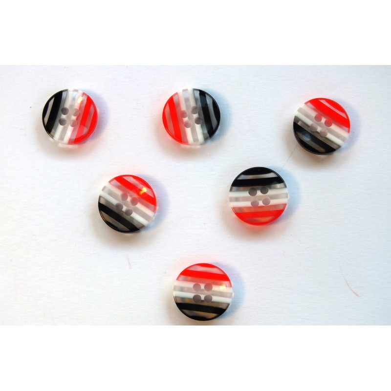 LOT 6 BOUTONS : rond multicolore 13mm (n° 11)