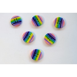 LOT 6 BOUTONS : rond multicolore 13mm (n° 13)
