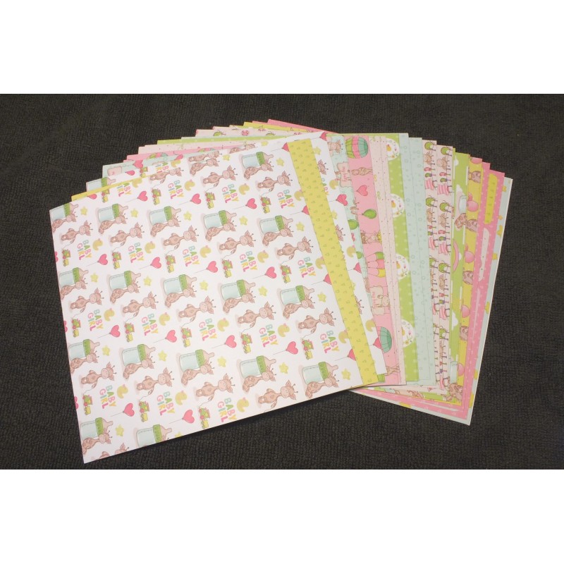 Lot de 12 x 2 Papiers Scrapbooking de type Girafle pour enfant  15,2 x 15,2 cm