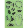12 Tampons en silicone transparent  motifs : oiseaux,cadres et papillons 