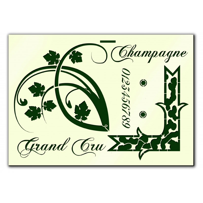 POCHOIR PLASTIQUE  Format A4 (21*29.7cm) Grand cru de Champagne