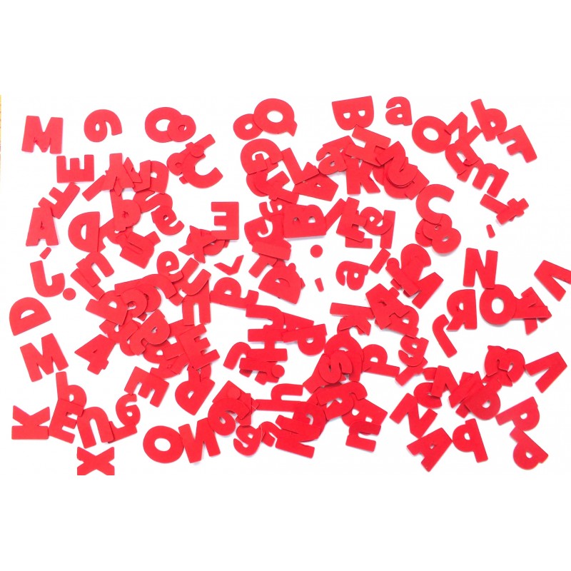 160 lettres chiffres majuscule minucule en cardstock rouge 230 gr