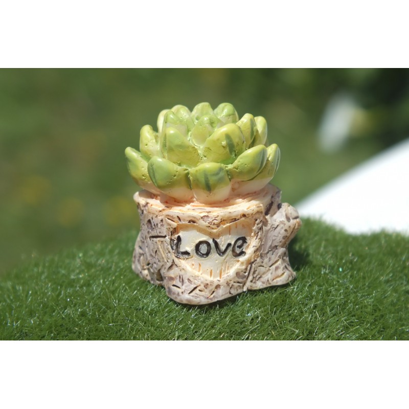MINIATURE RESINE : cactus dans son pot décoratif hauteur 2.5cm (06)