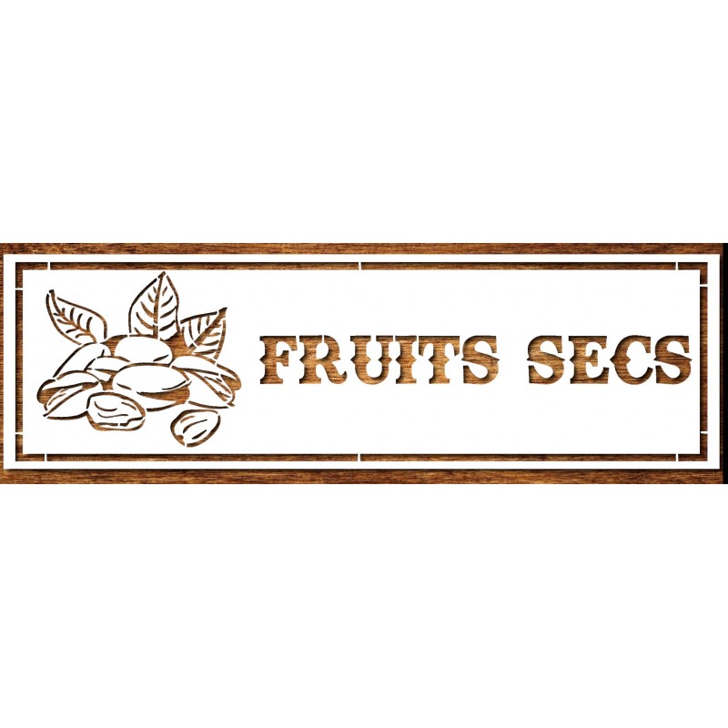 POCHOIR  EN PLASTIQUE MYLAR  Format (18*5,5 cm) : Fruits secs