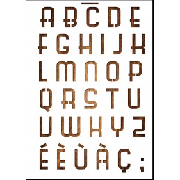 Pochoir A4 en plastique Mylar Alphabet lettre typo science 35 mm