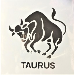 POCHOIR PLASTIQUE 15*15cm : signe astrologique Taureau (Taurus) 