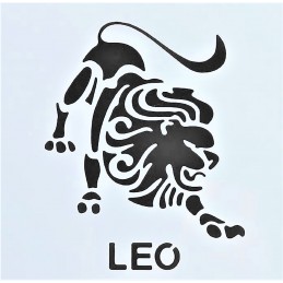 POCHOIR PLASTIQUE 15*15cm : signe astrologique Lion (Léo) 