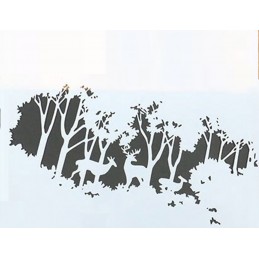 POCHOIR PLASTIQUE 26*18cm : cerf dans la forêt 