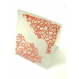 Classeur d'embossage en plastique motif Cadre pivoine  fleuri d'angle format  14.5*10.6*0.3 cm 