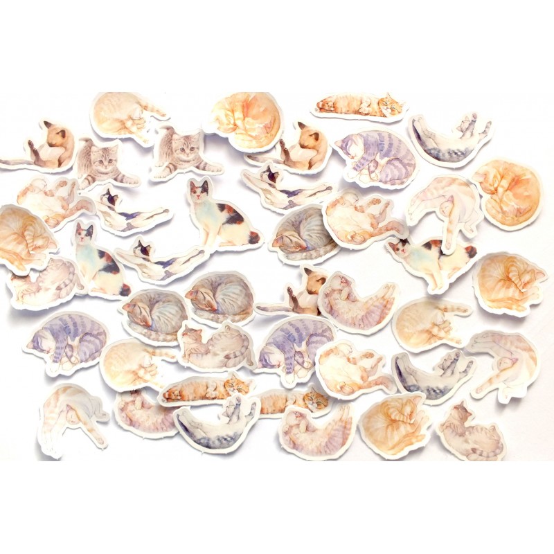 LOT DE 45 stickers autocollants en quadrichromie thêmeI love Cats 