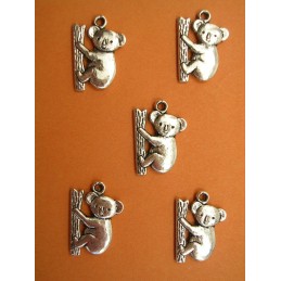 LOT 5 BRELOQUES/CHARMS METALS ARGENTES : koala19mm 