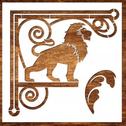 POCHOIR Lion  VINTAGE  Format 15 x 15 cm : Angle pour meuble 