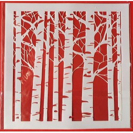 POCHOIR PLASTIQUE 13*13cm : troncs d'arbres (02) 