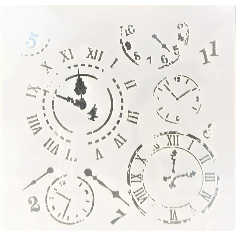 POCHOIR PLASTIQUE 13*13cm : pendule (02) 