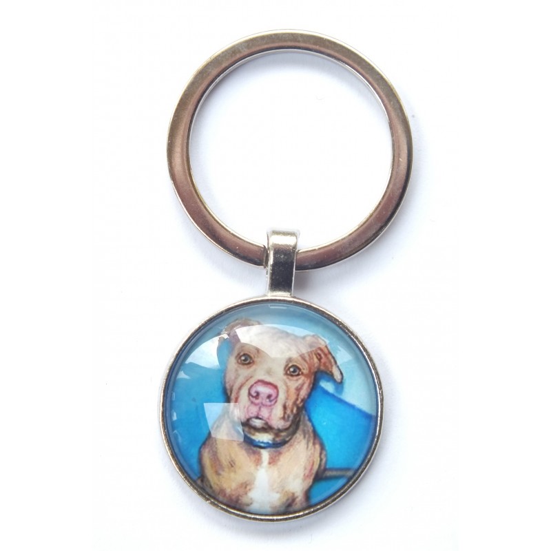 PORTE CLEF METAL ARGENTE : chien Labrador et chat gris 27 mm (02)