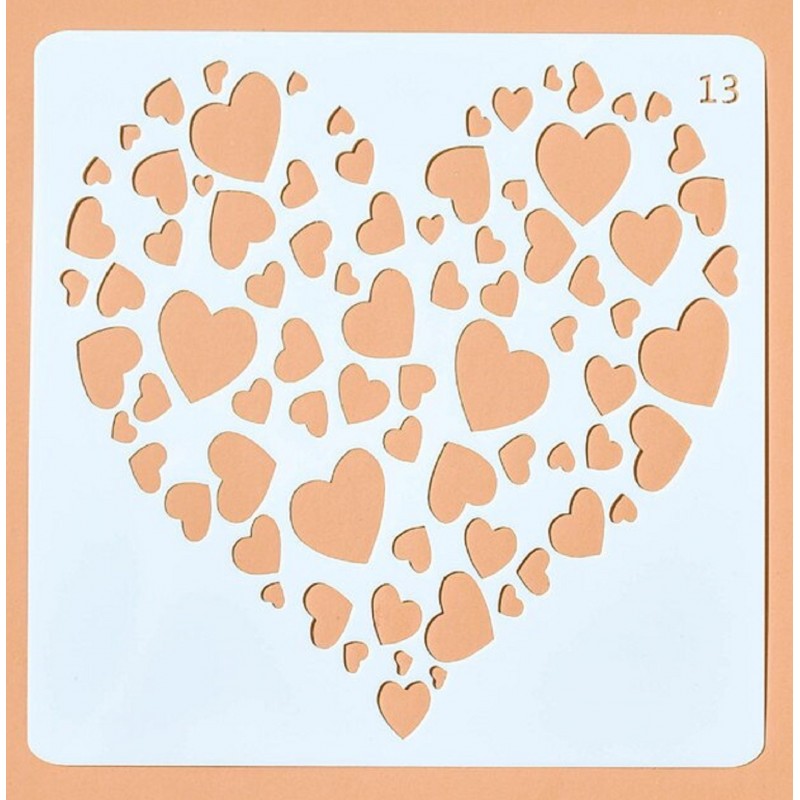 POCHOIR PLASTIQUE 13*13cm : Coeur (02) 