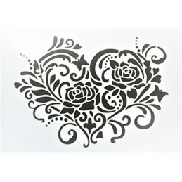 POCHOIR PLASTIQUE 30*21cm : coeur fleuri 