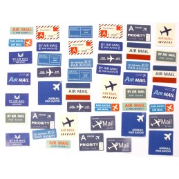 LOT DE 45 STICKERS  ( pack de 4 * 4 cm ): Courrier par avion  